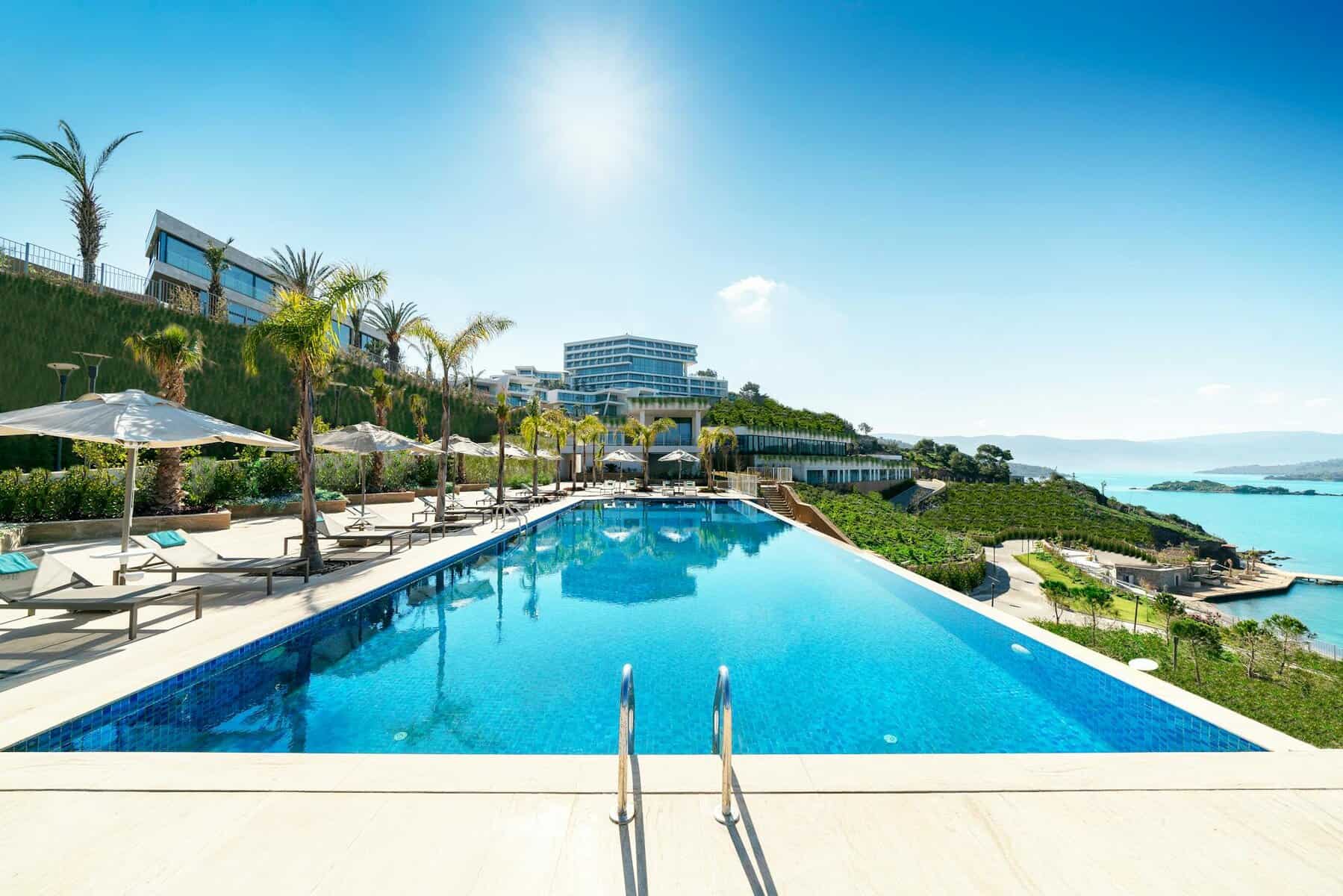 Bodrum Mugla Province Turkey Parasol and Lounger Chair Near Swimming Pool