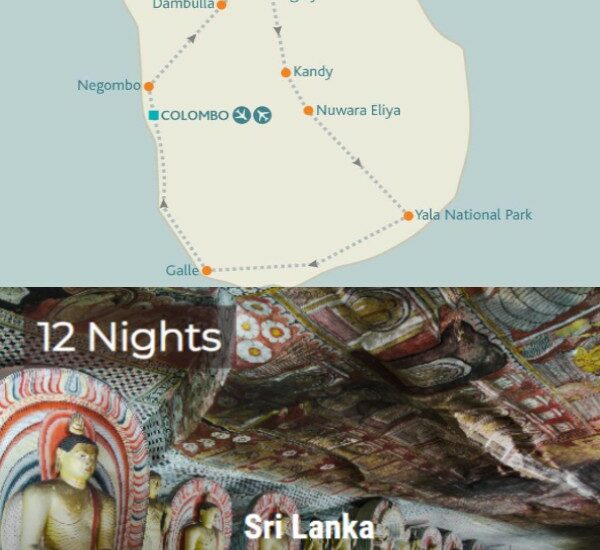 Map of Sri Lanka Tour – 13-Day Cultural & Wildlife Adventure
