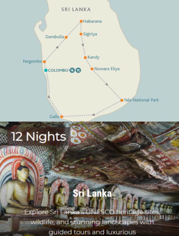 Map of Sri Lanka Tour – 13-Day Cultural & Wildlife Adventure