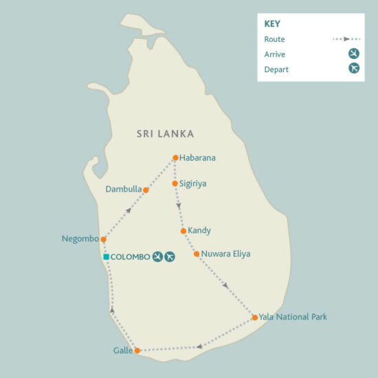 Map_Sri Lanka Tour – 13-Day Cultural & Wildlife Adventure
