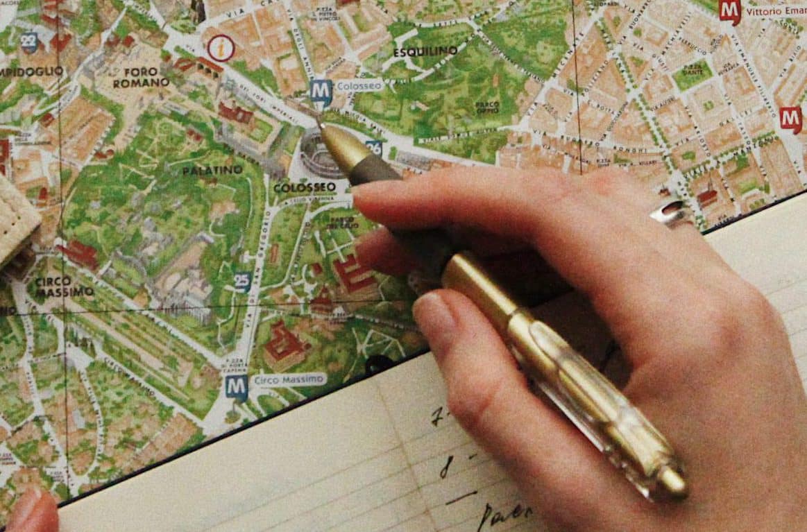 planning a trip with a map