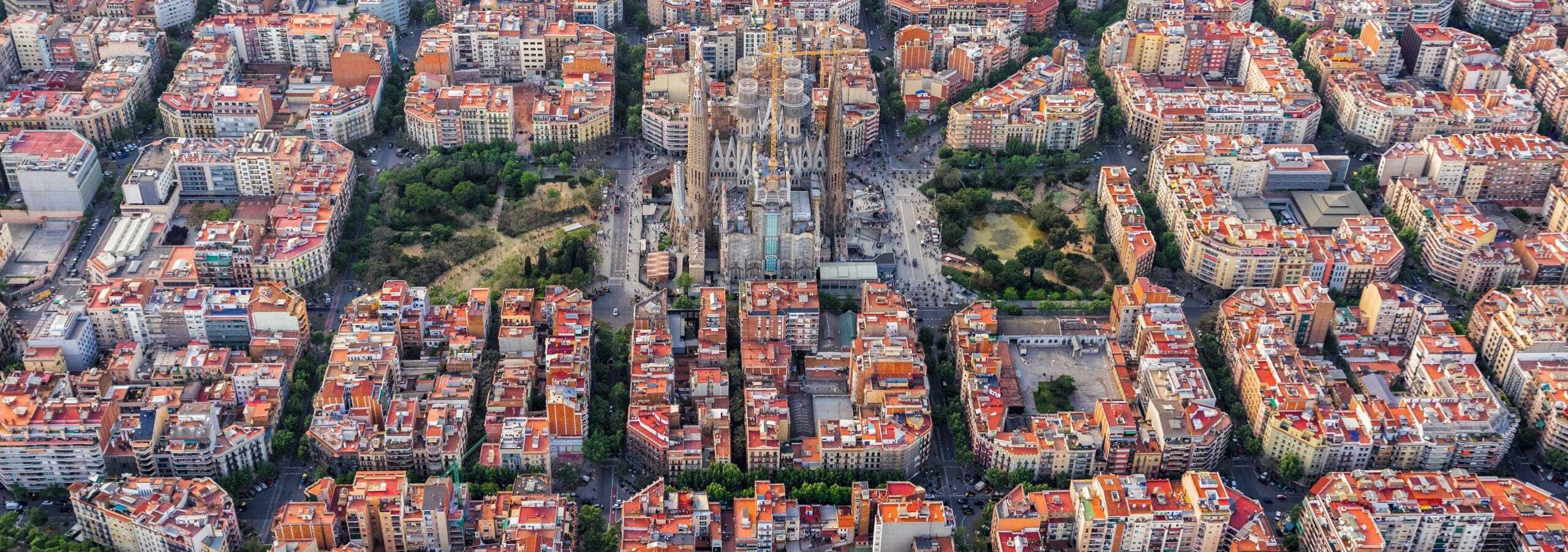 An aerial view of the city of barcelona.