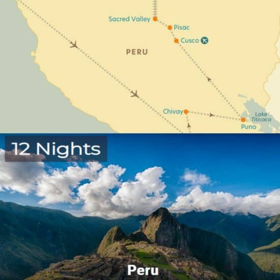 Featured Map of 13 day tour of Peru Lima, Arequipa, Puno, Cusco, Machu Picchu