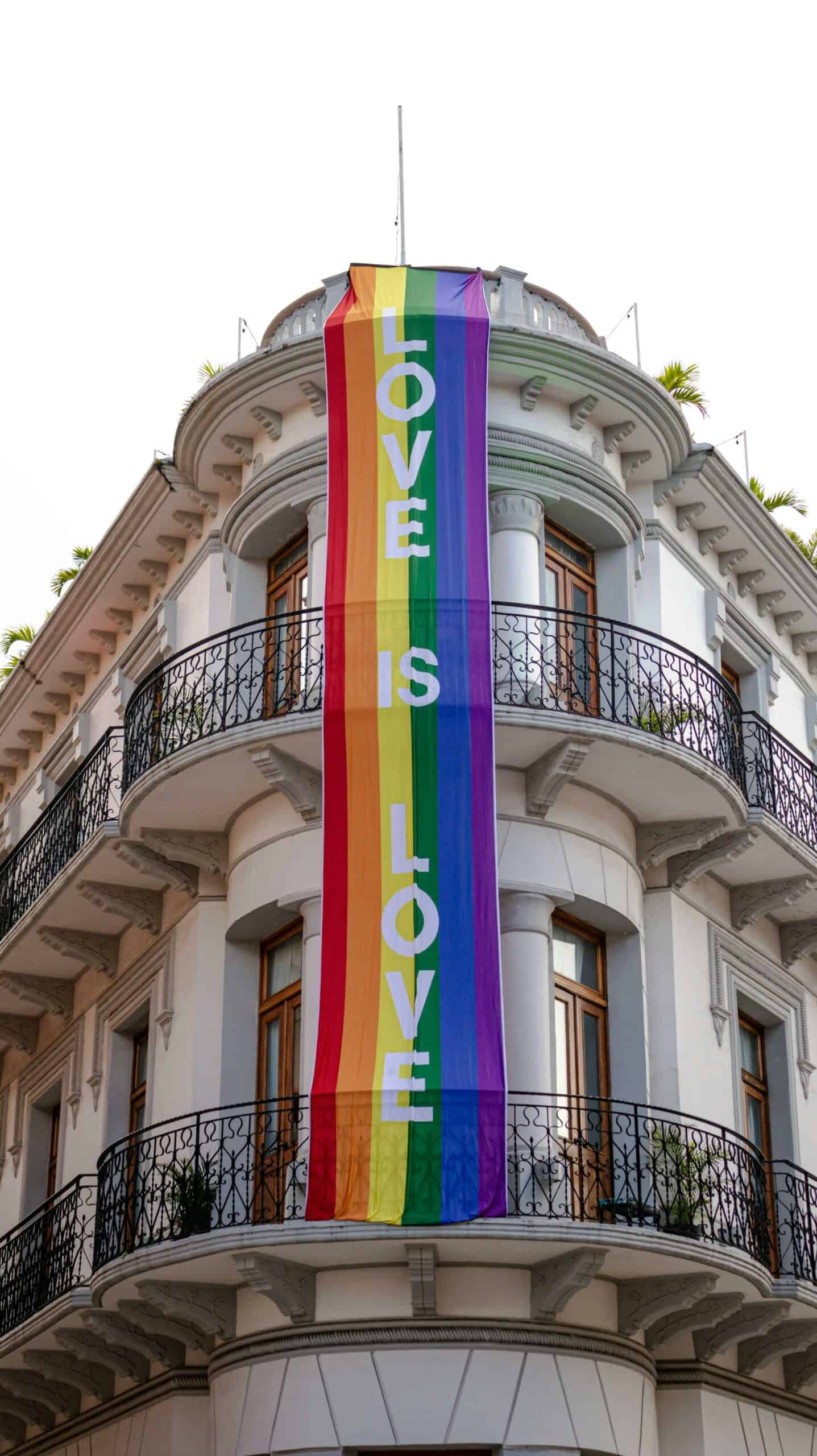 Pride flag on a building in Panama City — twin and multi-centre LGBTQ+ trips