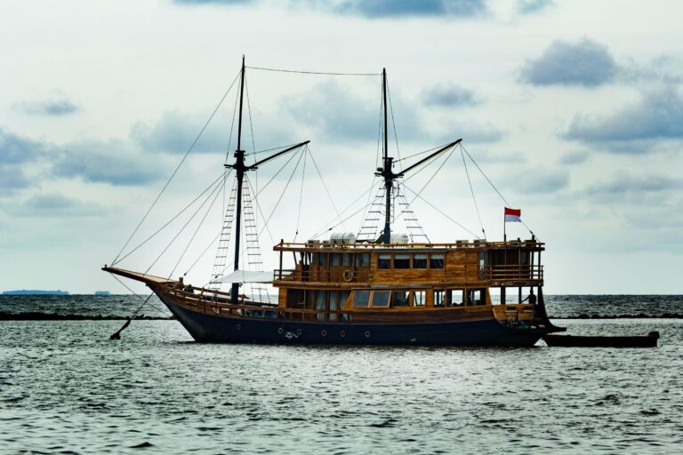 A classic phinisi ship at anchor