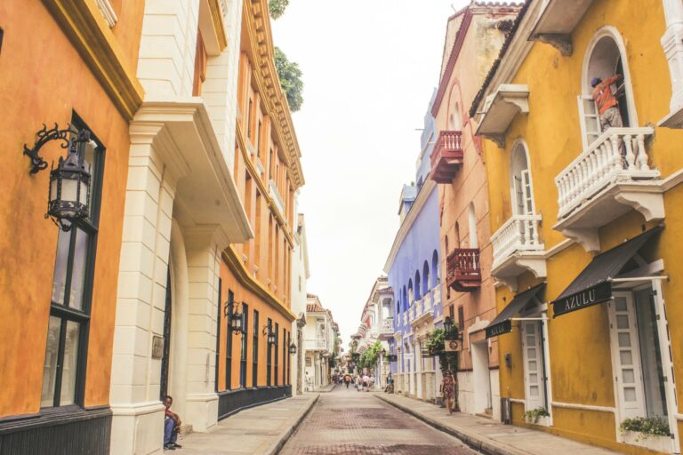 A colourful colonial street in Cartagena