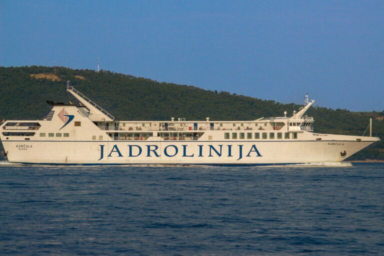 A ferry cruising off the Croatian coast