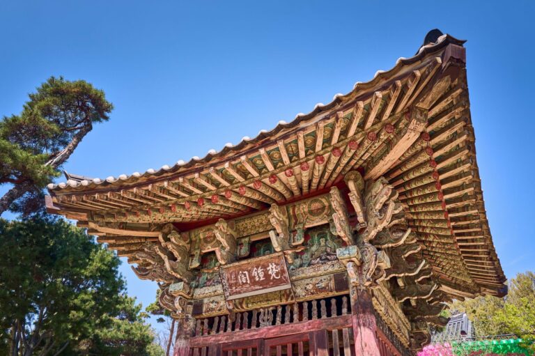 A painted temple roof in Korea