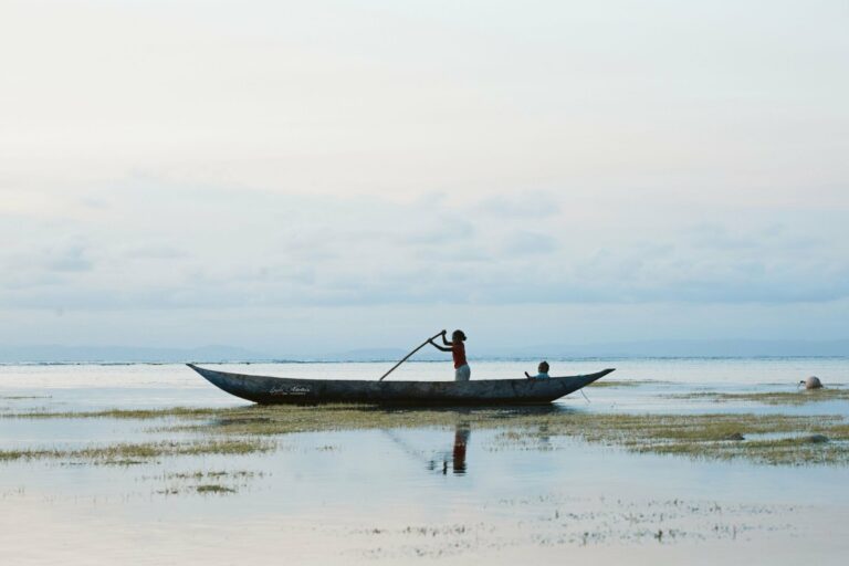 A pirogue on shallow water in Madagascar