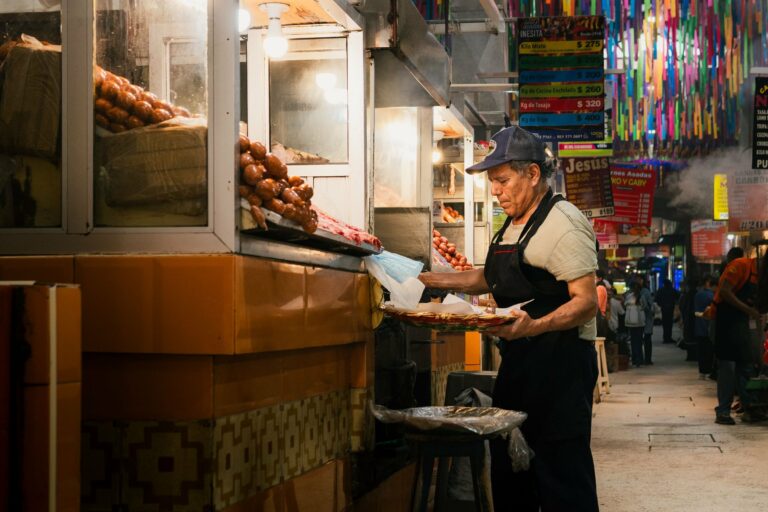 A street-food vendor at a market in Oaxaca
