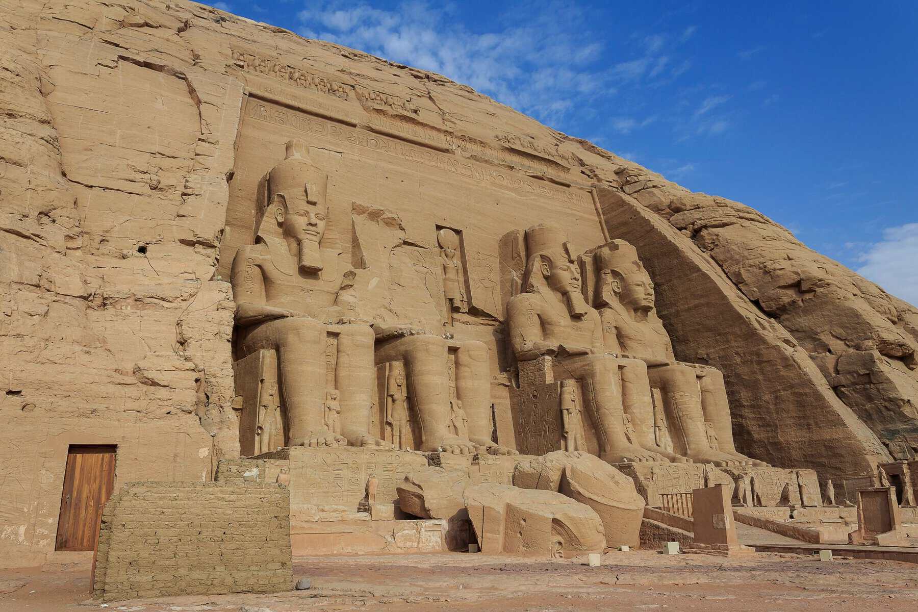 The colossal statues of Ramses II at Abu Simbel, Egypt