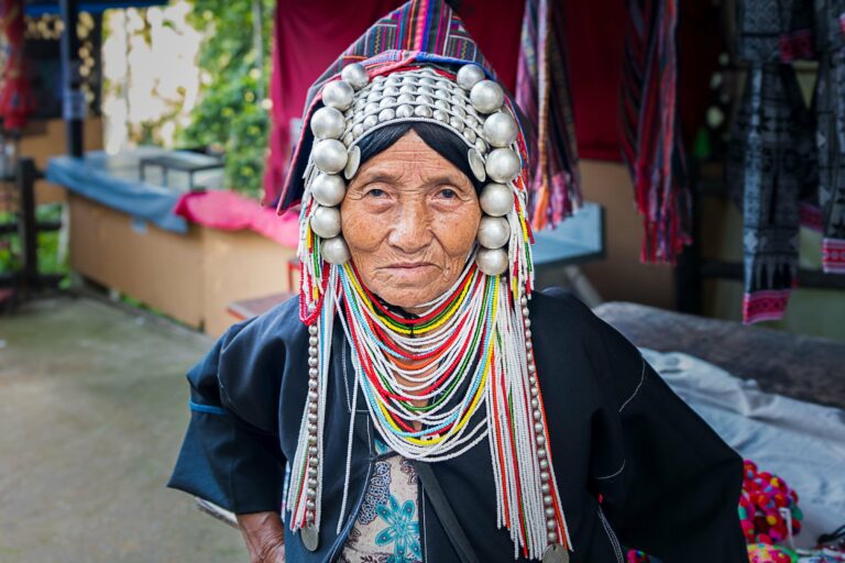 An Akha woman in traditional dress in northern Thailand