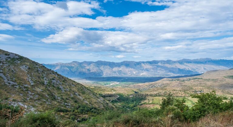 Mountains and valleys in the Albanian countryside
