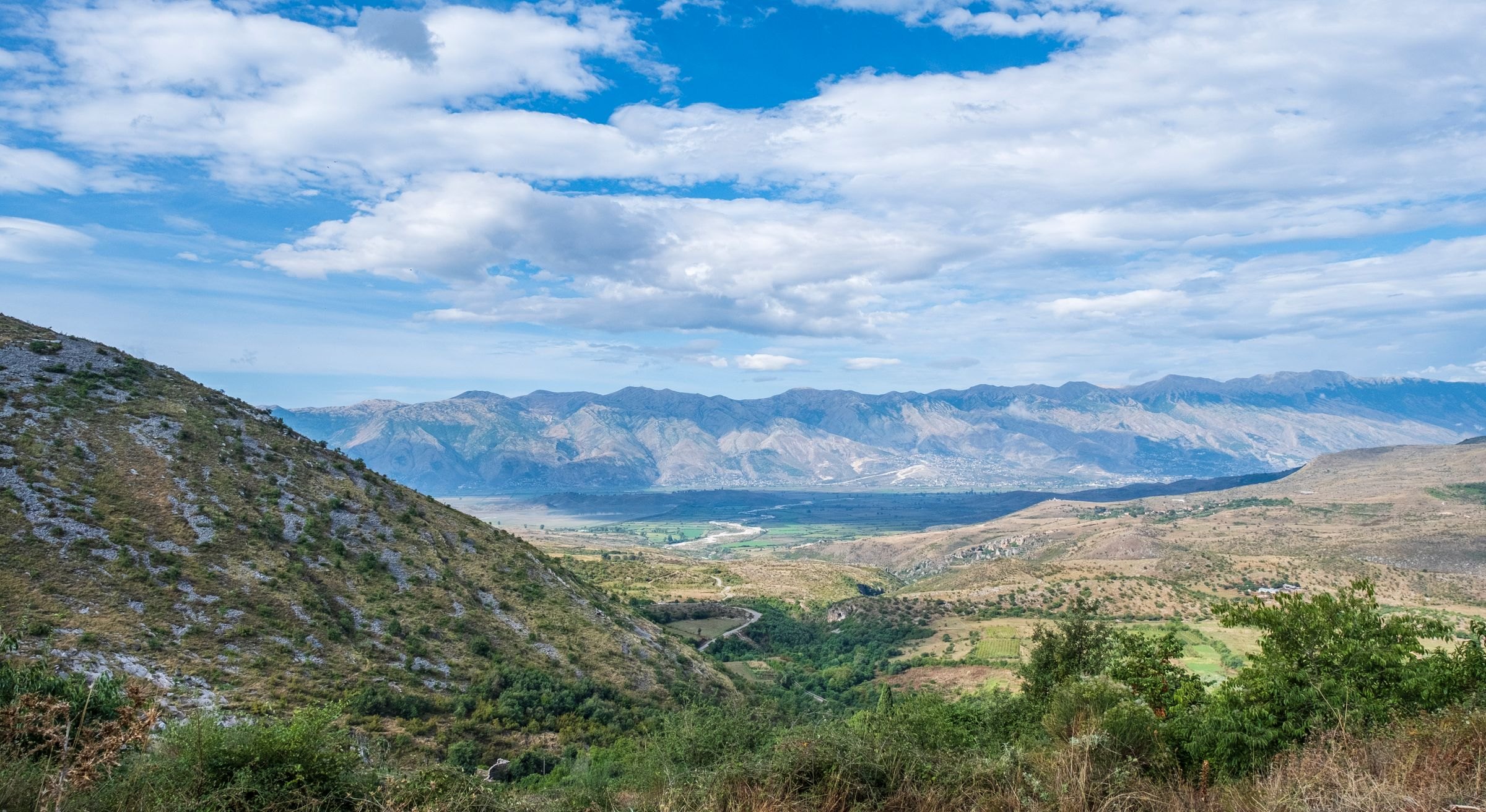Mountains and valleys in the Albanian countryside