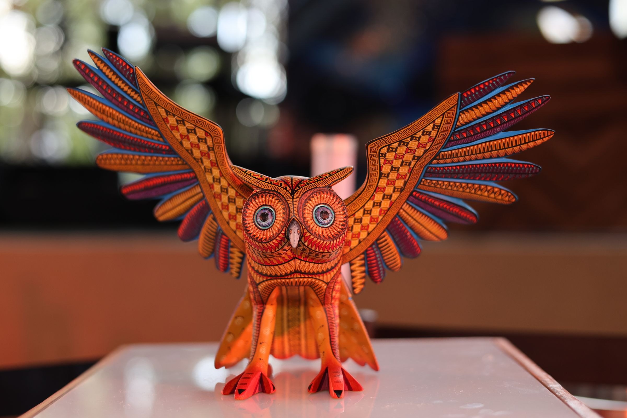 A colourful alebrije owl