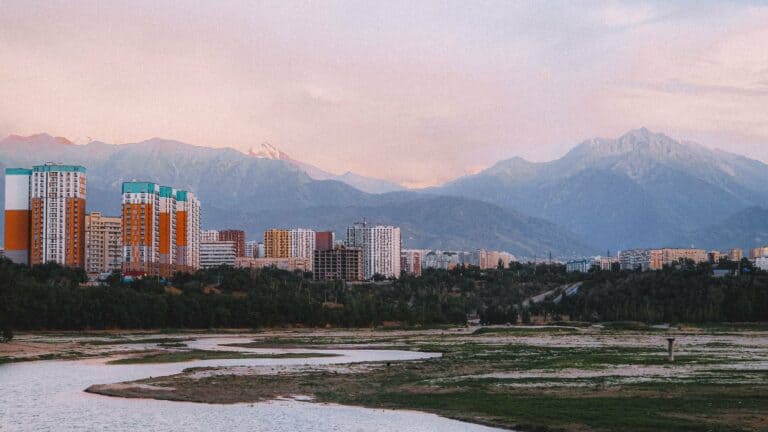 Almaty beneath the Tien Shan mountains, Kazakhstan