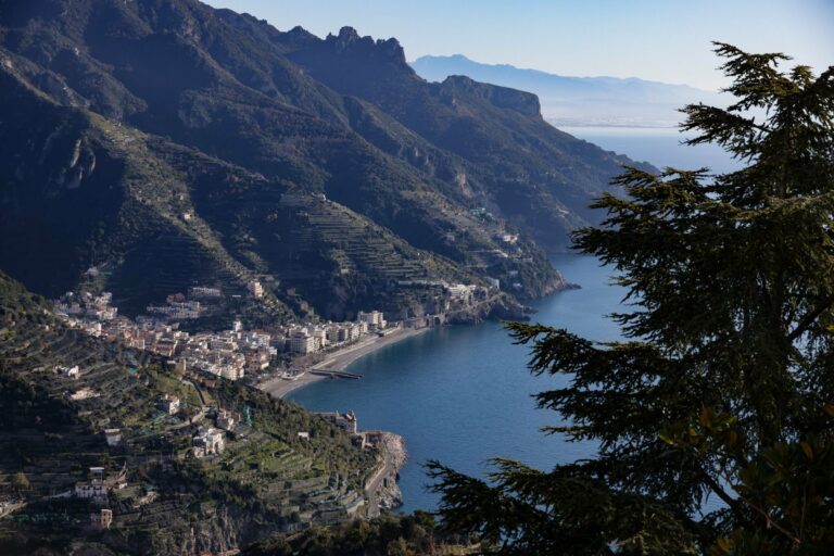 The Amalfi Coast and its terraced hills from above