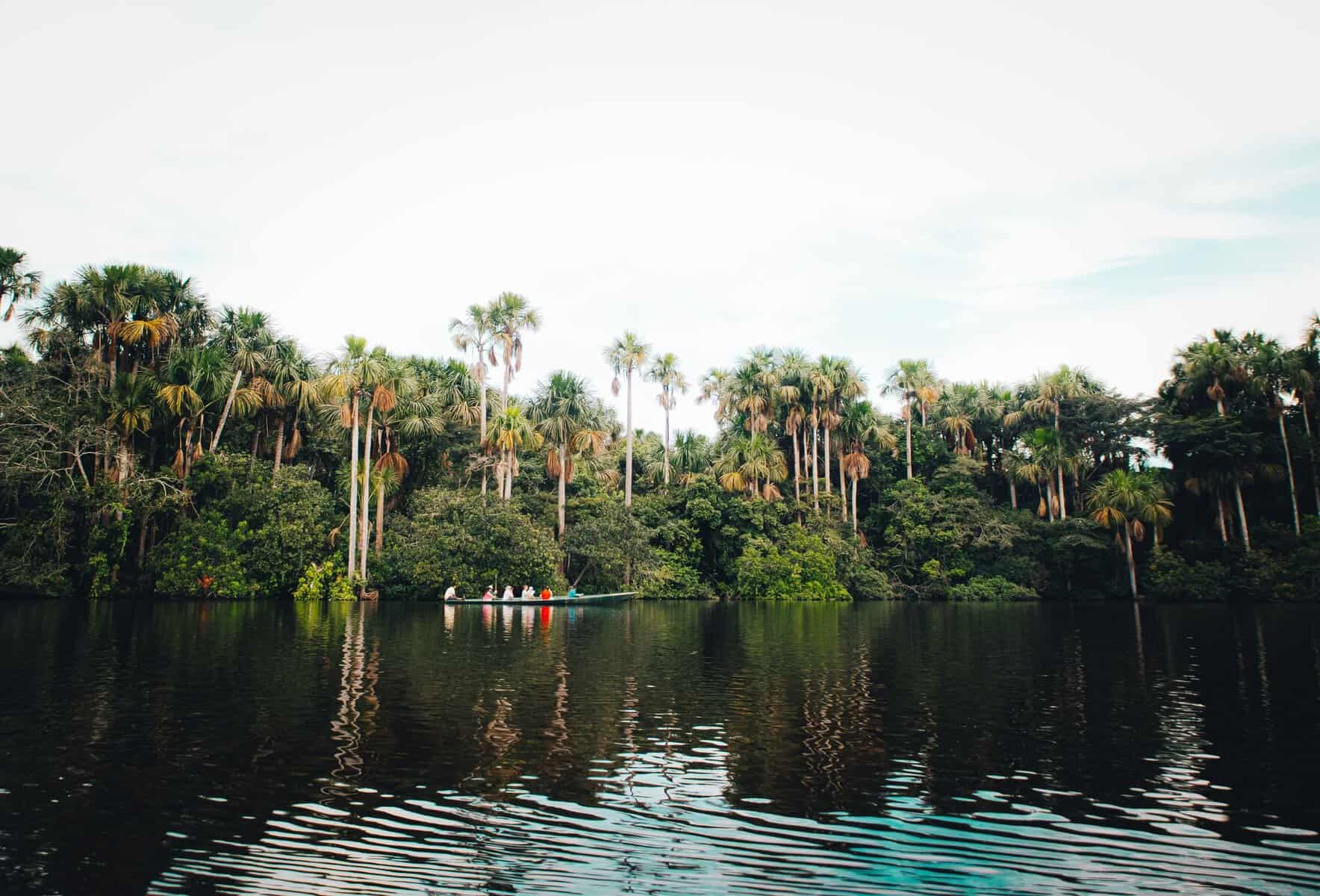 A boat on a jungle river in the Peruvian Amazon