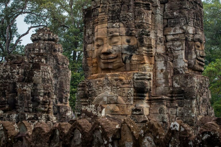 Smiling stone faces at Angkor Thom