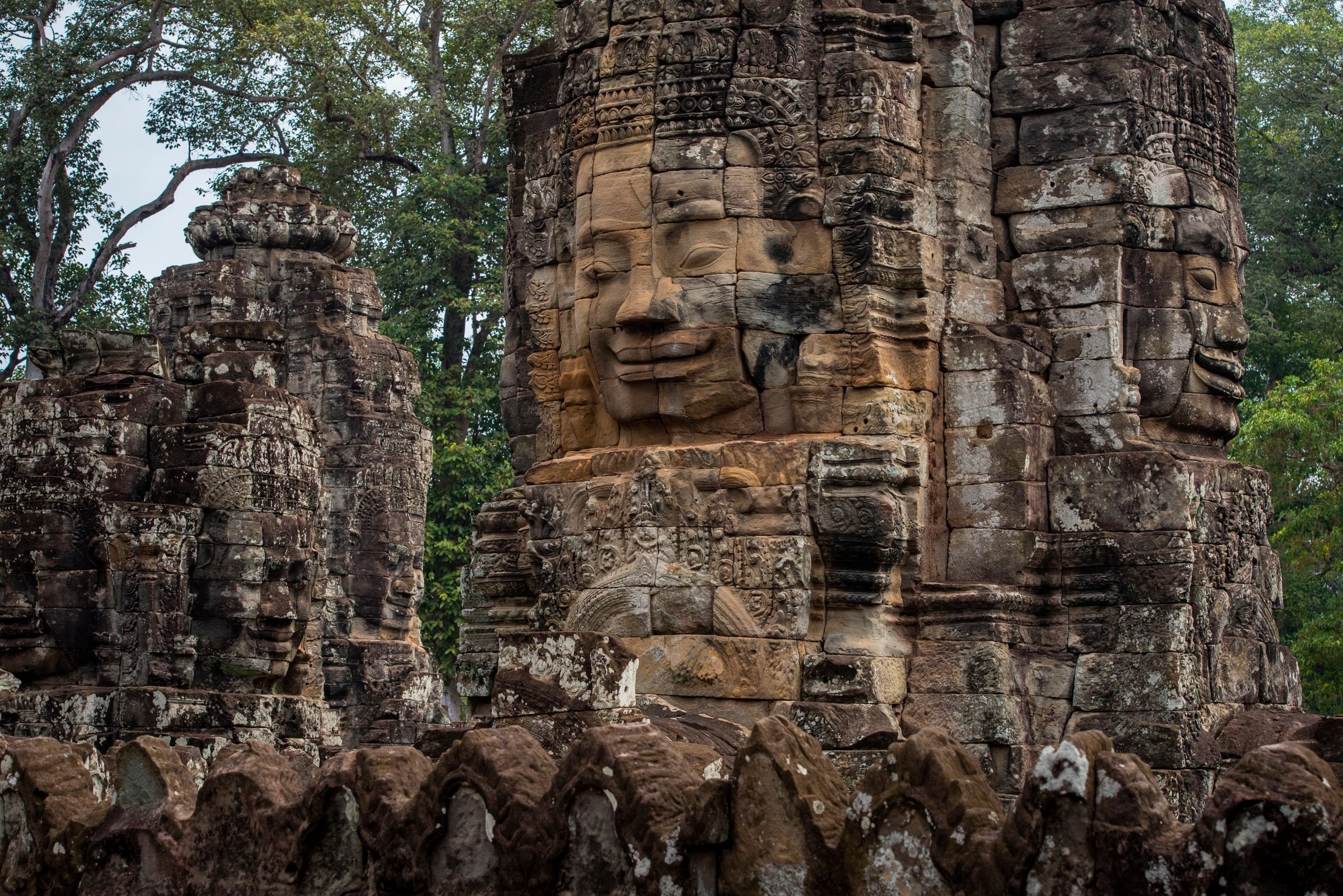 Smiling stone faces at Angkor Thom