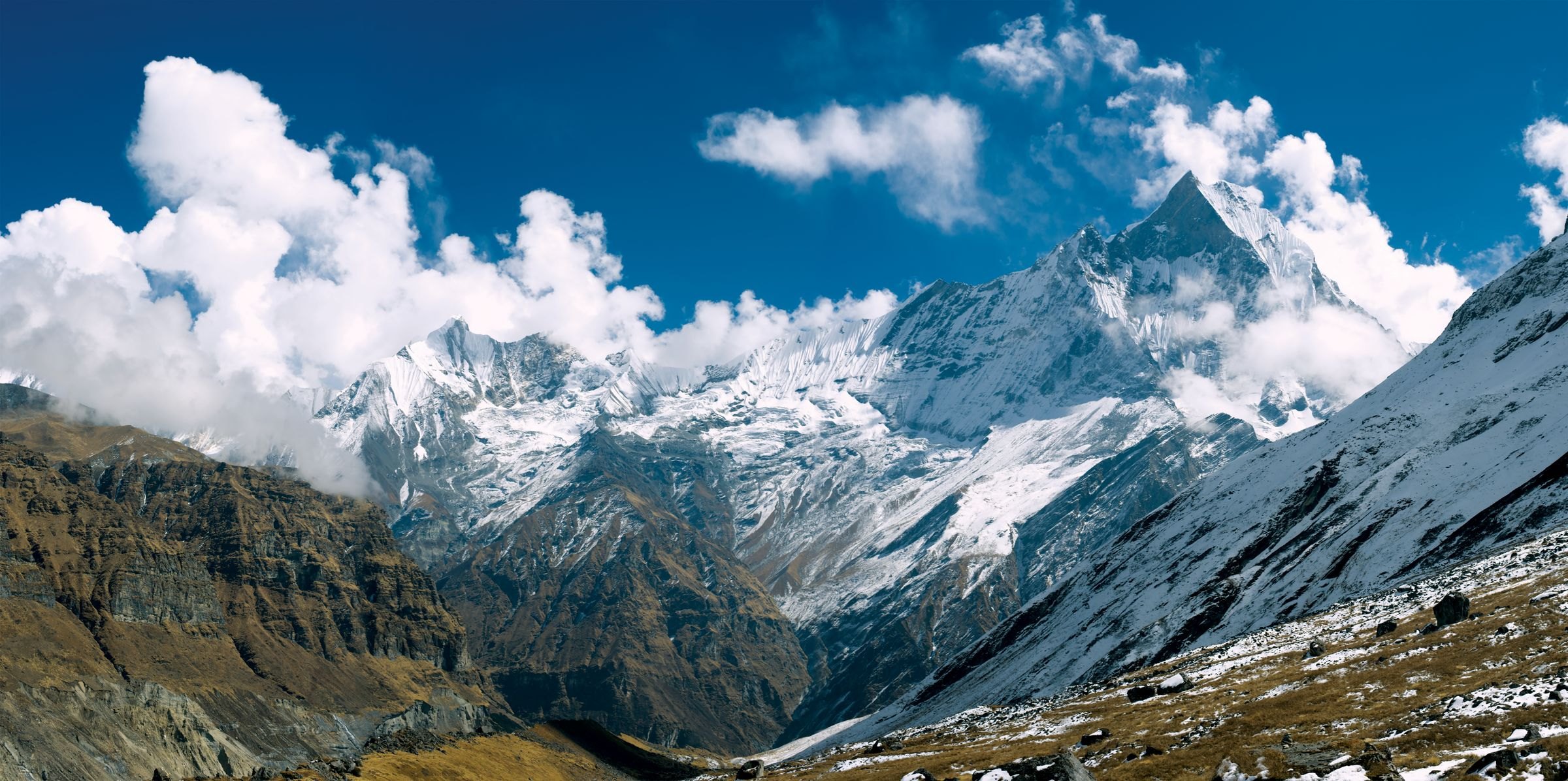 The snow-capped Annapurna range