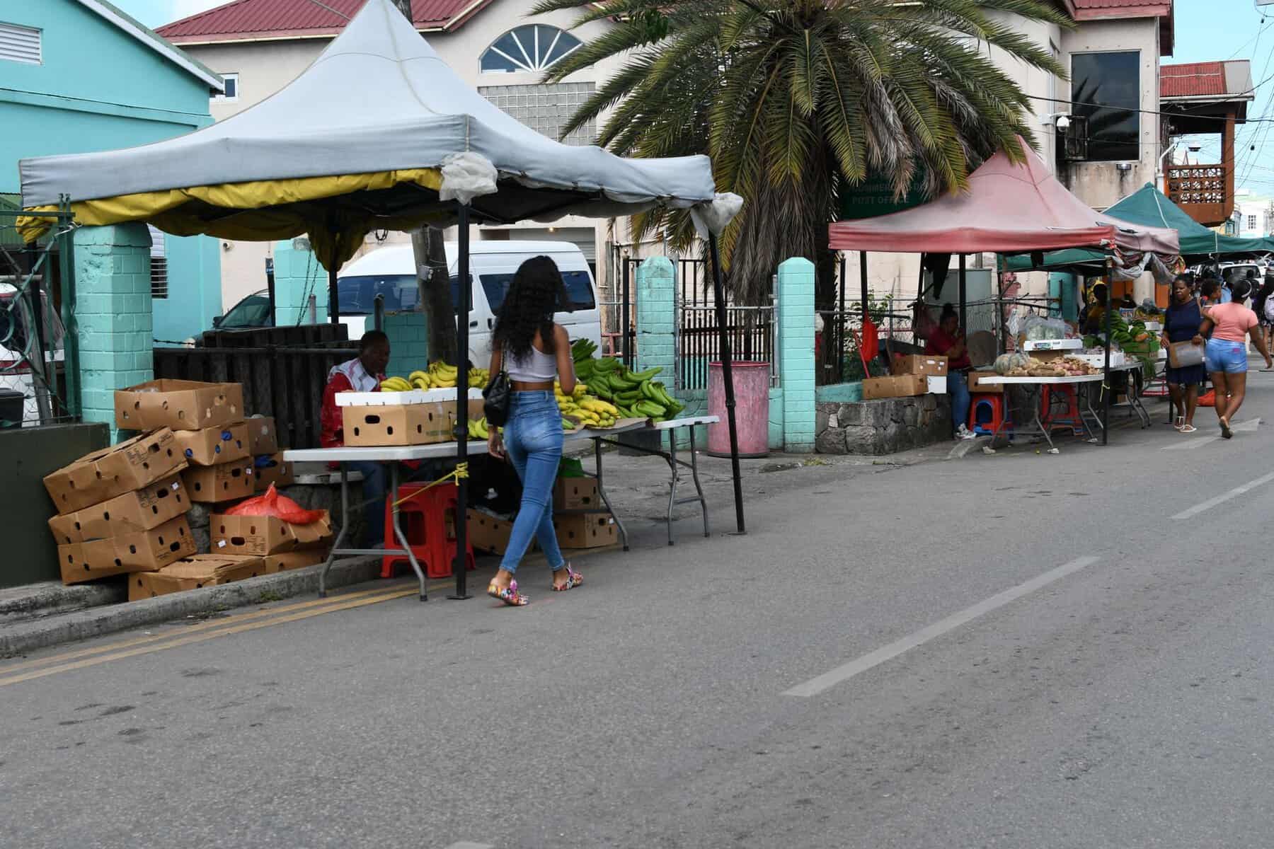The outdoor market in St John’s, Antigua