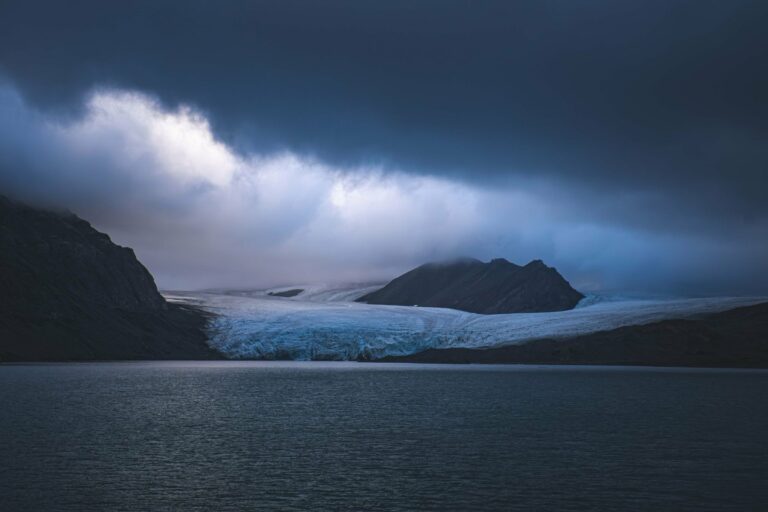 A glacier at twilight in the Arctic