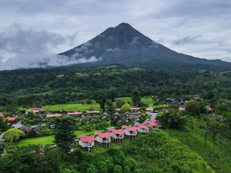A village below Arenal Volcano