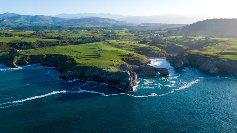 The green coastline of Asturias from above