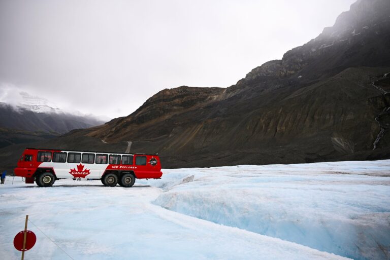 An ice explorer on the Athabasca Glacier