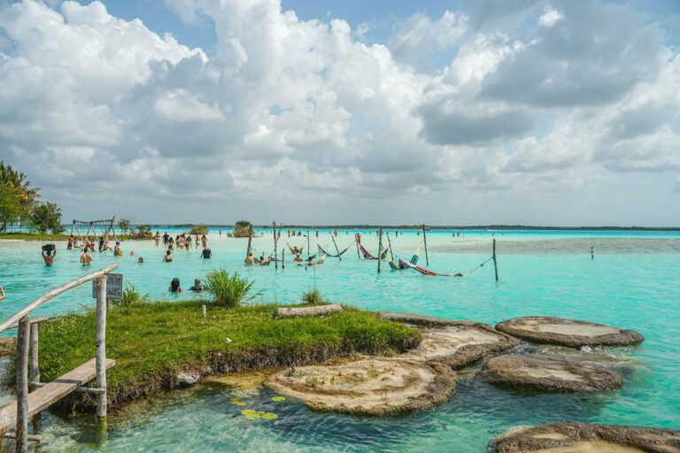The turquoise water of Bacalar Lagoon