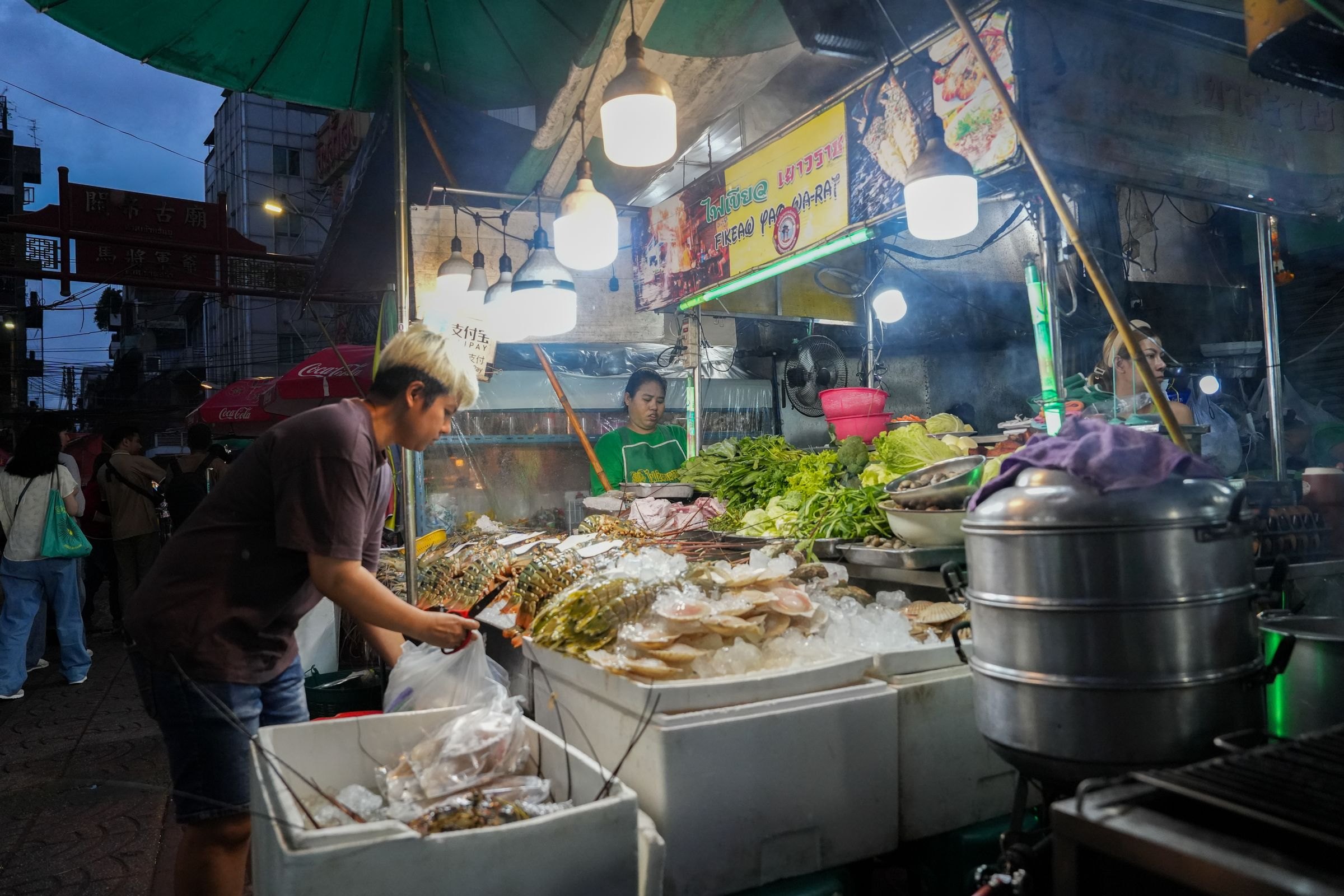 A street food stall in Bangkok Chinatown