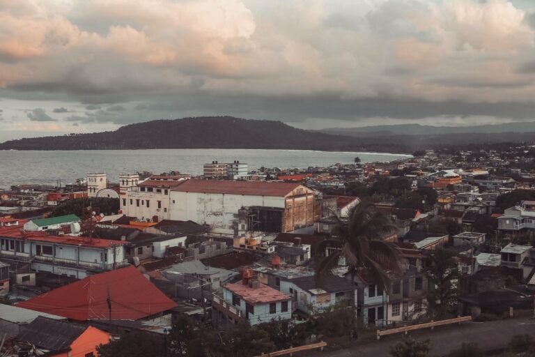 Old houses and the sea in Baracoa, Cuba