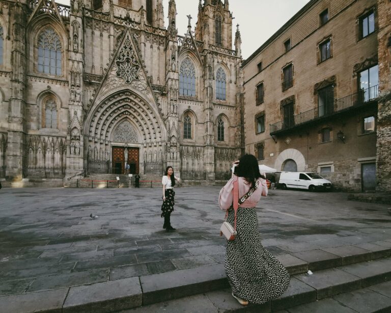 The Gothic facade of Barcelona Cathedral