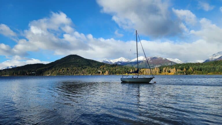 A sailboat on a lake near Bariloche, Argentina
