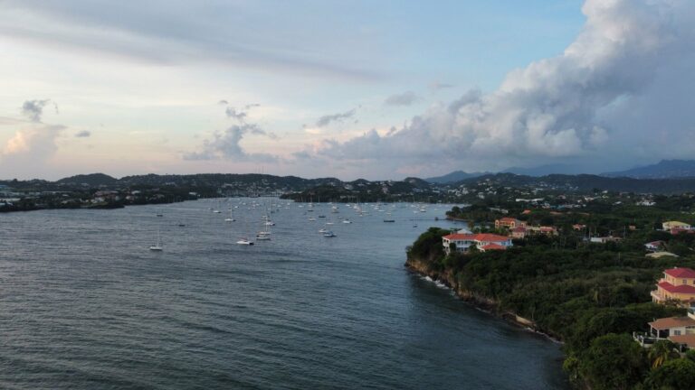 Boats anchored in a Saint Lucia bay