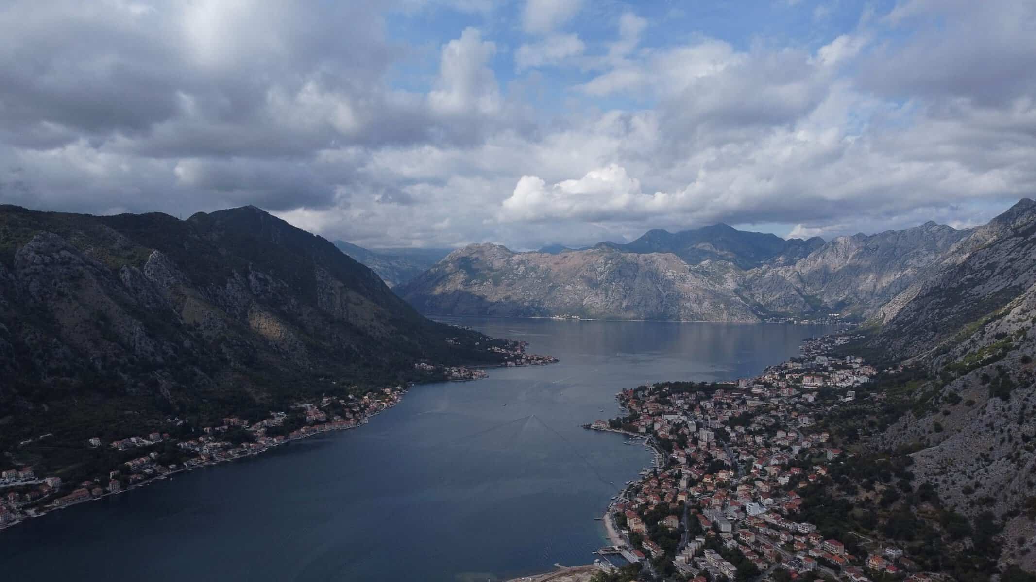 Mountains and coastal towns around the Bay of Kotor, Montenegro