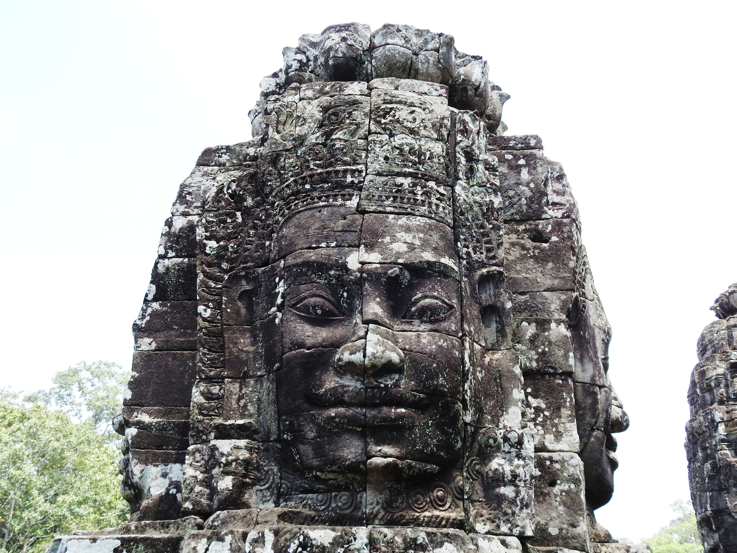 A carved stone face at the Bayon