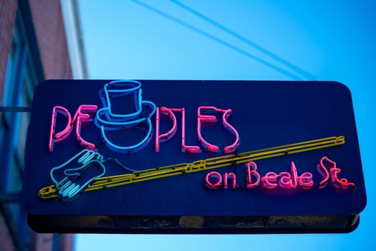 A neon sign on Beale Street in Memphis