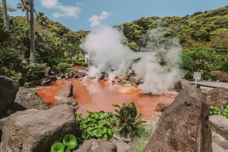 A red hot spring in Beppu