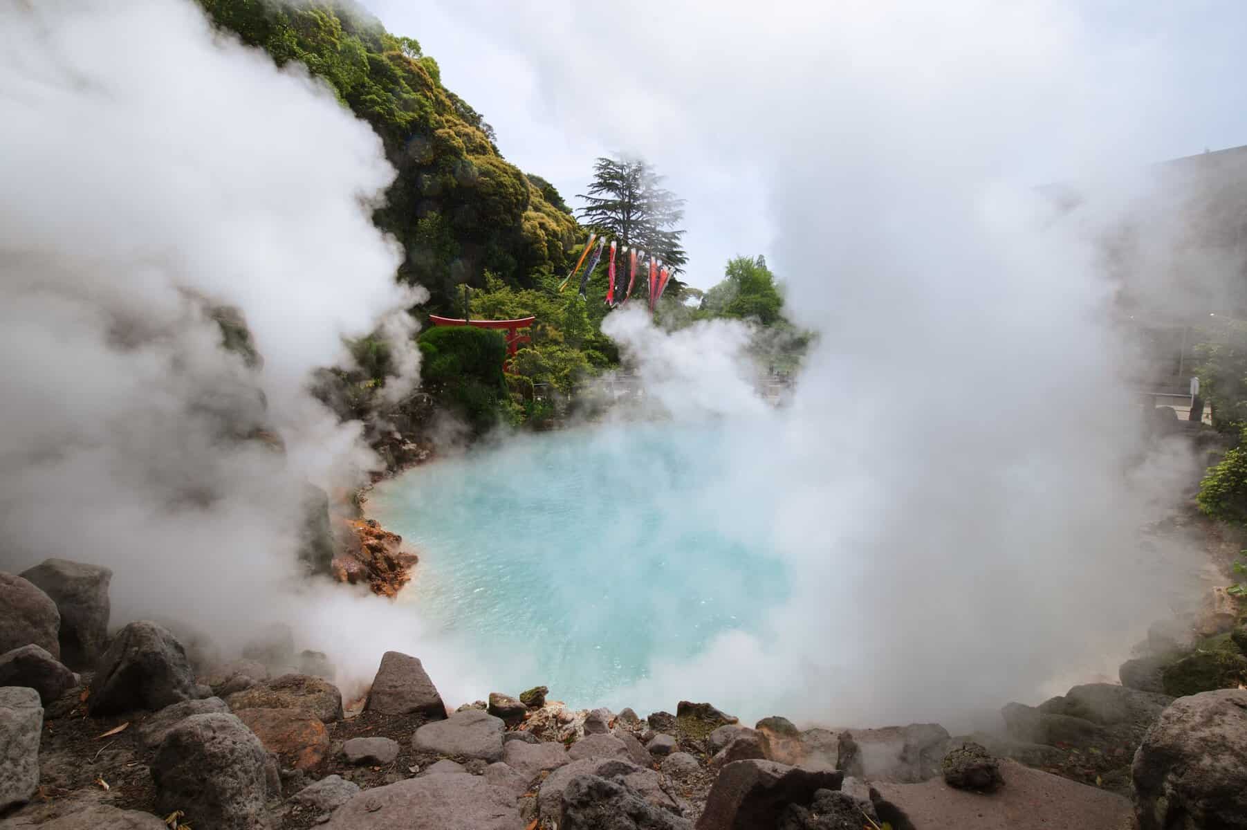 A steaming hot spring in Beppu, Japan