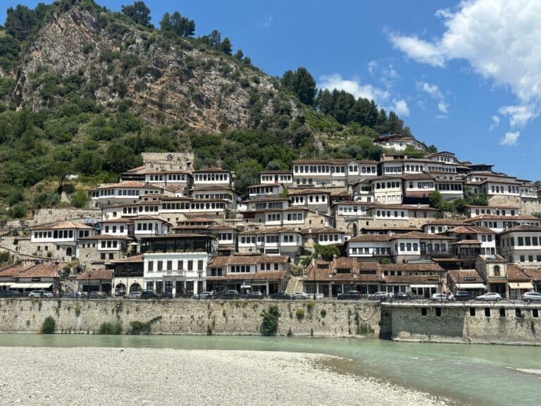 The Ottoman houses of Berat climbing the hillside, Albania