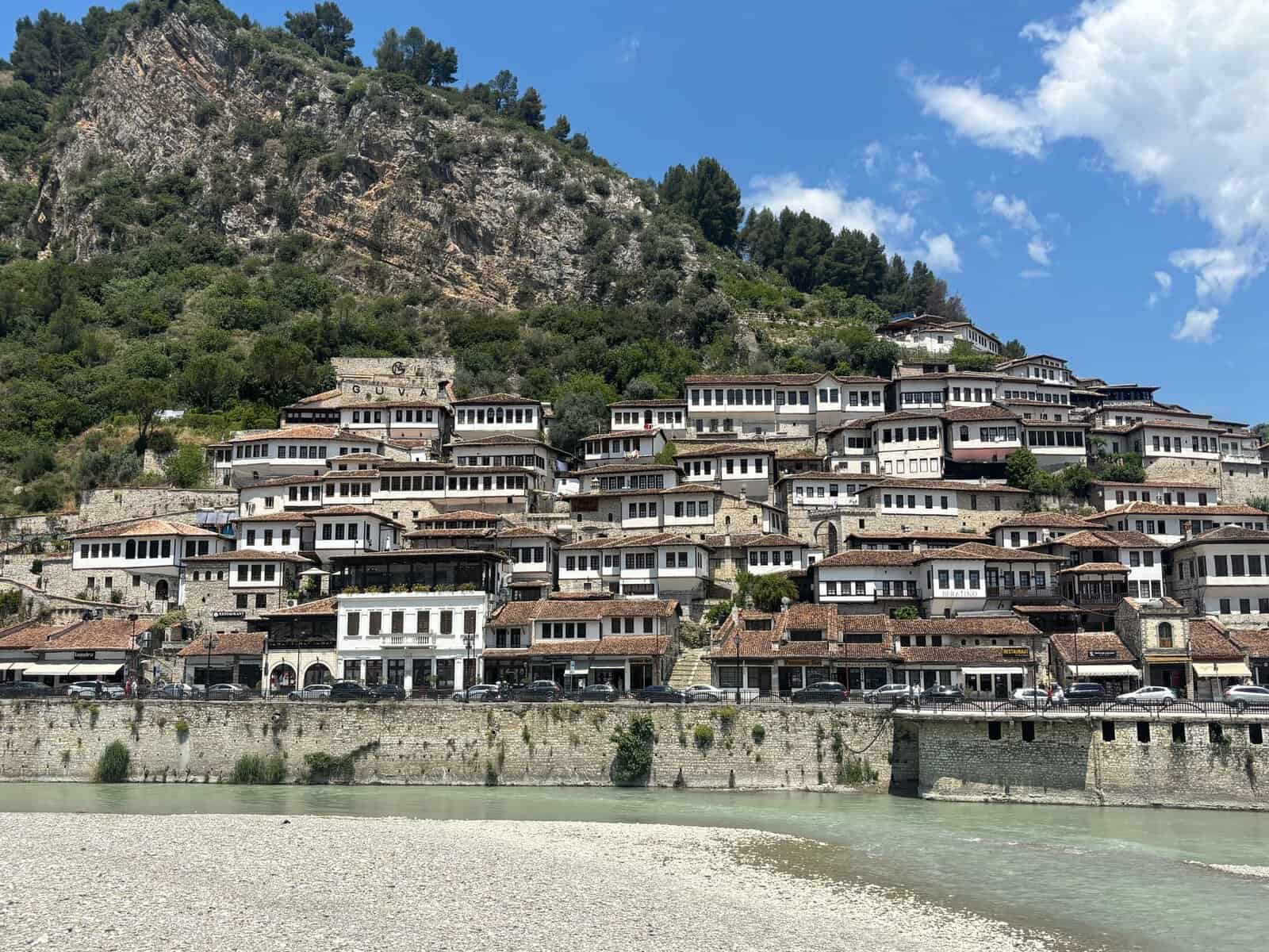 The Ottoman houses of Berat climbing the hillside, Albania