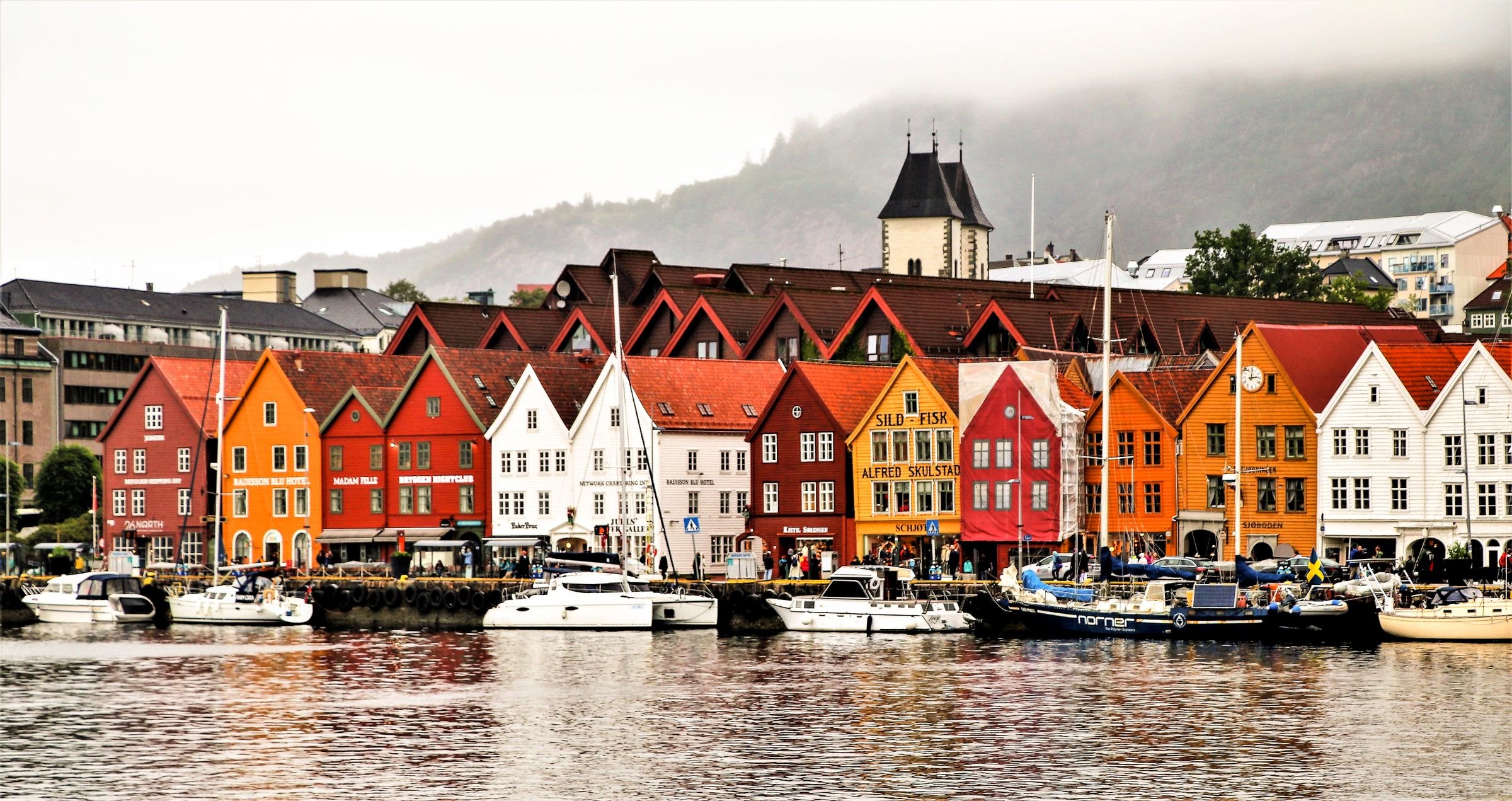 The colourful wharf of Bryggen in Bergen
