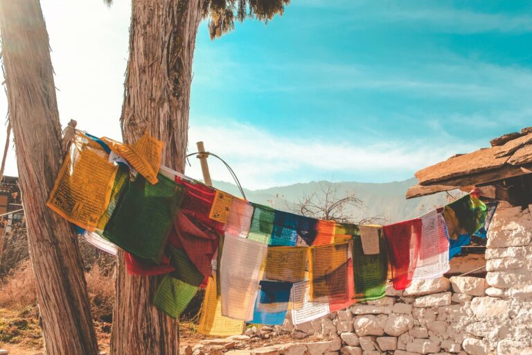 Prayer flags in the Bhutanese mountains