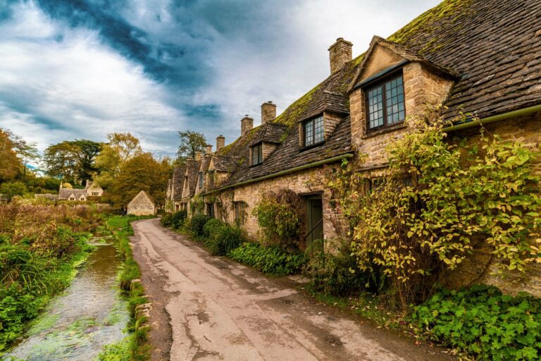 Stone cottages in Bibury in the Cotswolds