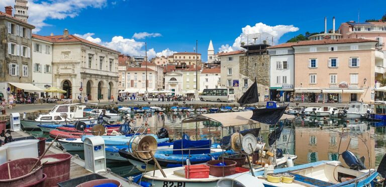Boats in Piran harbour, Slovenia