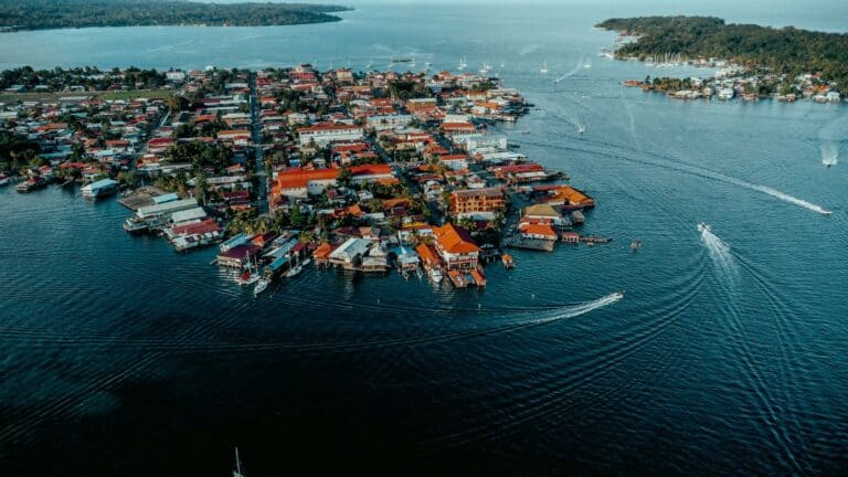 Bocas del Toro town from the air, Panama