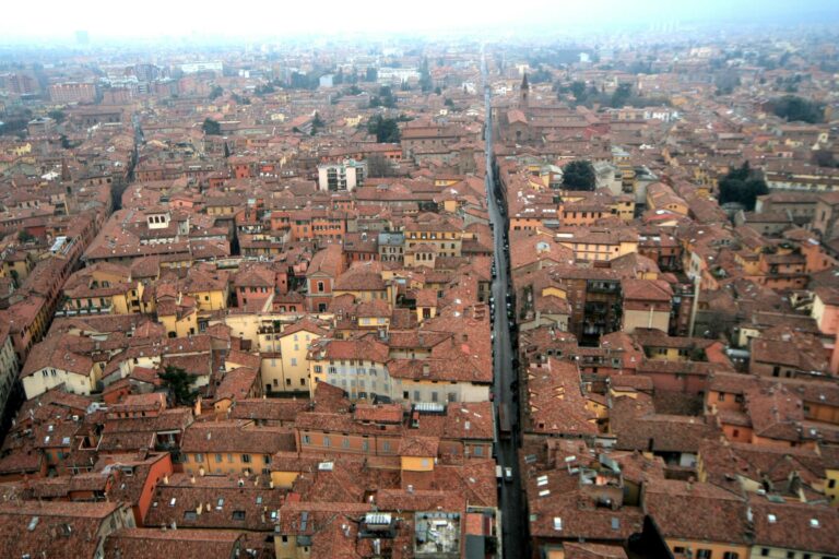 The red rooftops of Bologna from above