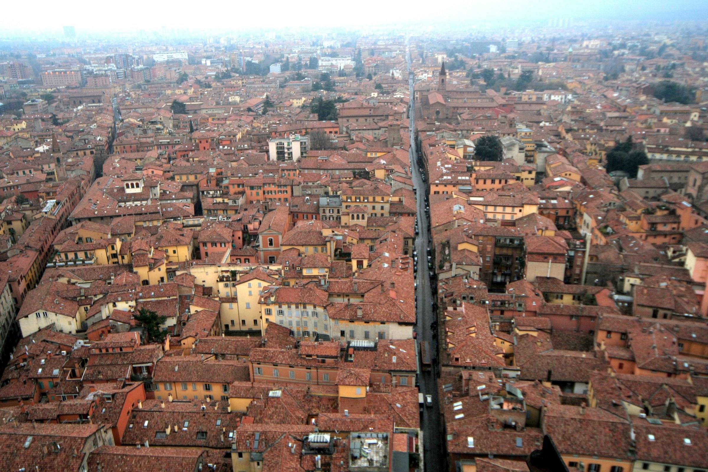 The red rooftops of Bologna from above